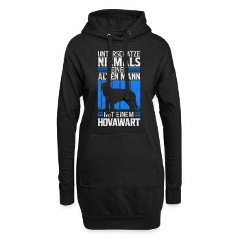 Alter Mann mit Hovawart Bauernhund Spruch - Hoodie-Kleid - Schwarz - Vorne