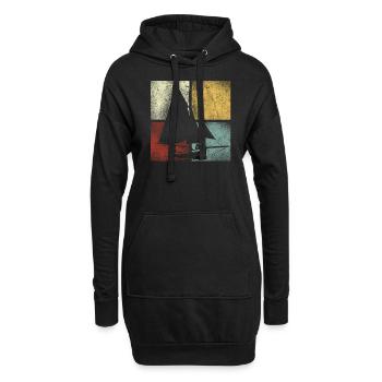 Sailing Sailboat Vintage Retro - Hoodie-Kleid - Schwarz - Vorne