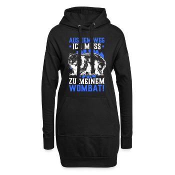 Wombat aus dem Weg lustiger Beuteltier Spruch - Hoodie-Kleid - Schwarz - Vorne