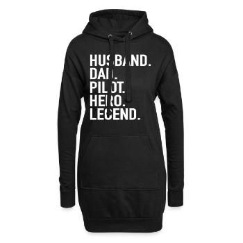Husband Dad Pilot Hero Legend - Flugzeug Pilot Dad - Hoodie-Kleid - Schwarz - Vorne