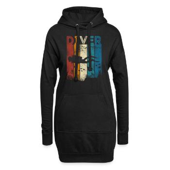 Scuba Diving Diver Vintage Retro - Hoodie-Kleid - Schwarz - Vorne