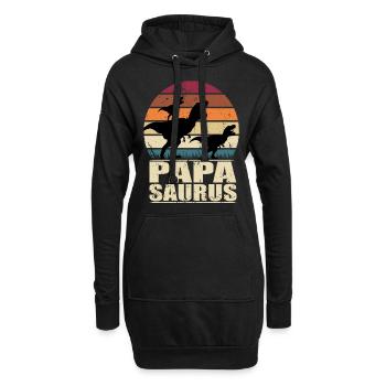 Papasaurus T-Rex Dinosaure Famille Dino Père - Sweat-shirt à capuche long Femme - noir - Devant