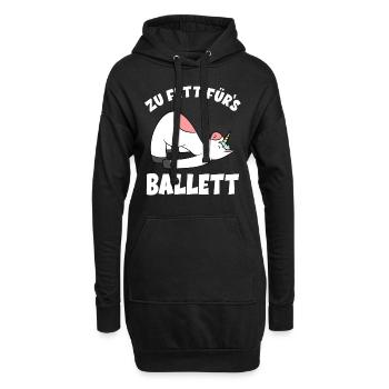 Ballerina Ballett Einhorn - Zu Fett Fürs Ballett - Hoodie-Kleid - Schwarz - Vorne