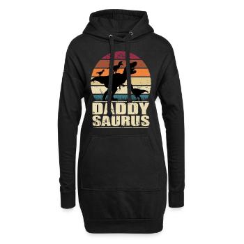 Daddysaurus dinosaure papa de trois enfants Dino - Sweat-shirt à capuche long Femme - noir - Devant