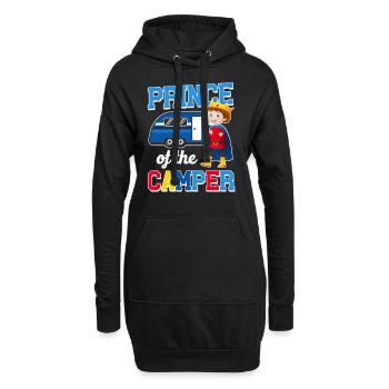 Cute Camping Prince Of The Camper - Sweat-shirt à capuche long Femme - noir - Devant