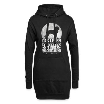 Leben mit Deutscher Wachtelhund Jagdhund - Hoodie-Kleid - Schwarz - Vorne
