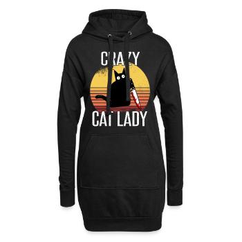 Crazy Cat Lady - Sweat-shirt à capuche long Femme - noir - Devant