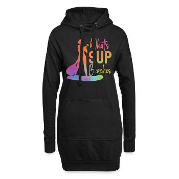 SUP Paddleboard Girl Watercolor - Hoodie-Kleid - Schwarz - Vorne