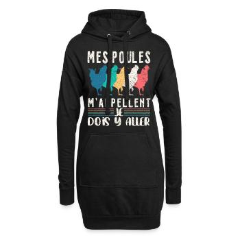 Papys Poules Humour Mamans Poules - Sweat-shirt à capuche long Femme - noir - Devant