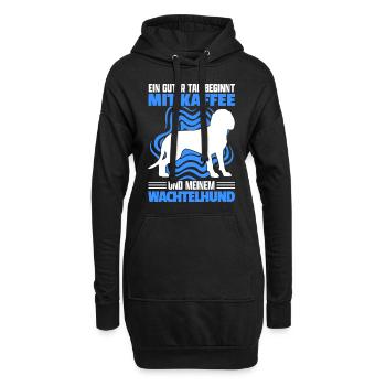 Deutscher Wachtelhund Kaffee Jagdhund Spruch - Hoodie-Kleid - Schwarz - Vorne