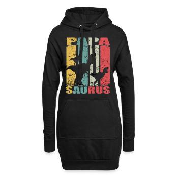 Papasaurus dinosaure dino jumeaux Papa Saurus - Sweat-shirt à capuche long Femme - noir - Devant