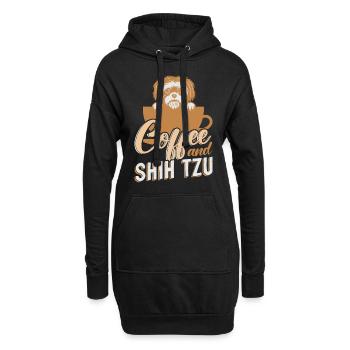 Shih Tzu Dog Lovers chien café et Shih Tzu - Sweat-shirt à capuche long Femme - noir - Devant