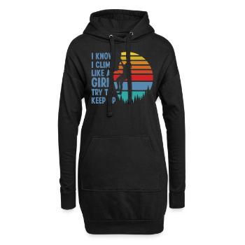 Rock Climbing Climber Retro Climb - Hoodie-Kleid - Schwarz - Vorne