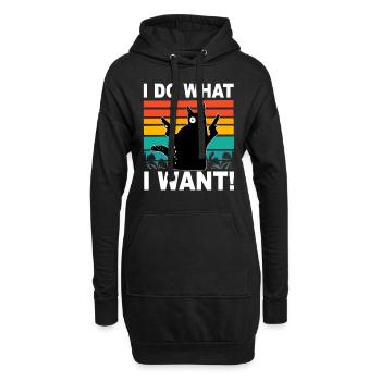 I Do What I Want Katzen Spruch Vintage Katze - Hoodie-Kleid - Schwarz - Vorne