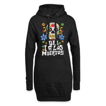 Dia de los Muertos Sugar Skull - Sweat-shirt à capuche long Femme - noir - Devant