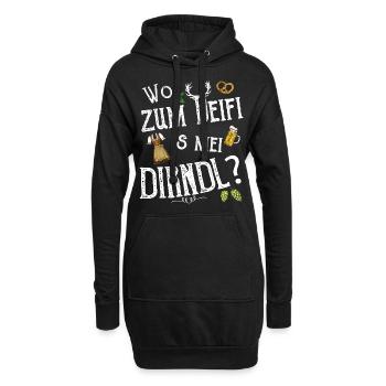 Wo zum Deifi is mei Dirndl Ersatz Tracht Wiesn - Hoodie-Kleid - Schwarz - Vorne