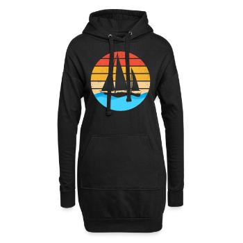 Sailing Sailboat Rétro Vintage - Sweat-shirt à capuche long Femme - noir - Devant