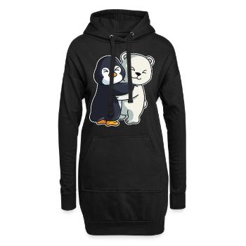 Pinguin und Eisbär niedliche Tiere knuddeln - Hoodie-Kleid - Schwarz - Vorne