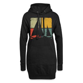 Sailing Vintage Sailboat - Hoodie-Kleid - Schwarz - Vorne