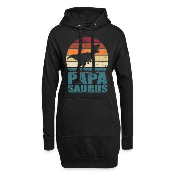 Papasaurus Dino Familles Père dinosaure papa - Sweat-shirt à capuche long Femme - noir - Devant