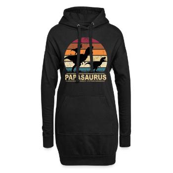 Papa Saurus Dino Zwillinge Papasaurus Dinosaurier - Hoodie-Kleid - Schwarz - Vorne