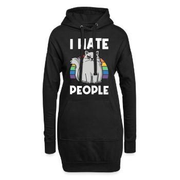 Je chapeaux les gens arc-en-ciel Je déteste les gens détestent la Saint-Valentin - Sweat-shirt à capuche long Femme - noir - Devant