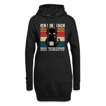 Morgenmuffel Katze - Hoodie-Kleid - Schwarz - Vorne