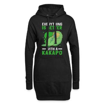 Besser mit Kakapo Neuseeland flugunfähiger Kakapo - Hoodie-Kleid - Schwarz - Vorne