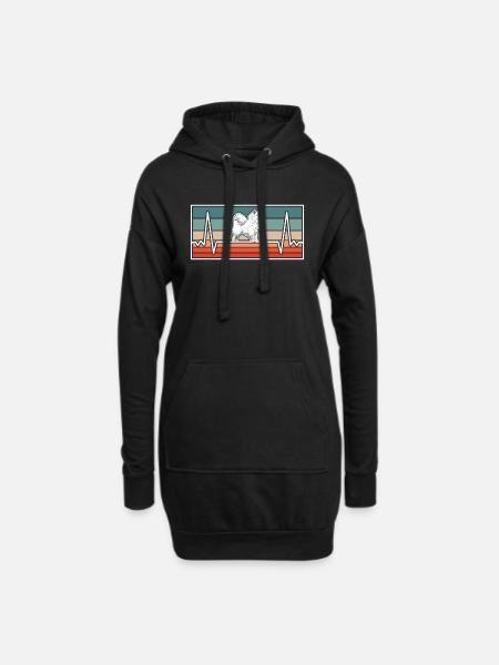 Samoyed Heartbeat Chien de traîneau Samojedenspitz - Sweat-shirt à capuche long Femme - noir
