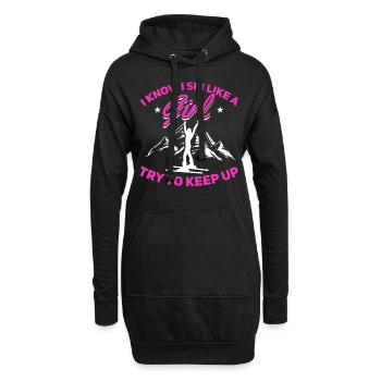 Skieurs Je sais que je skie comme une fille essaient de suivre le suivi - Sweat-shirt à capuche long Femme - noir - Devant