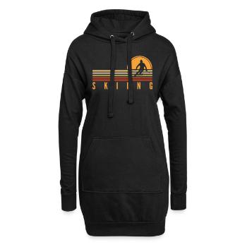 Ski Skiing Skifahrer Skisport Langlauf Biathlon - Hoodie-Kleid - Schwarz - Vorne