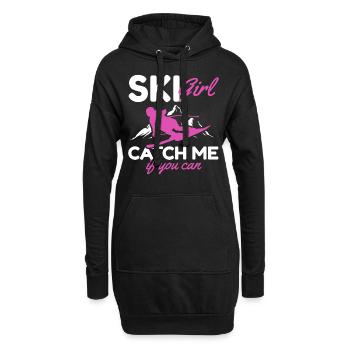 Skifahrer Ski Girl Catch me if you can Skiing Girl - Hoodie-Kleid - Schwarz - Vorne