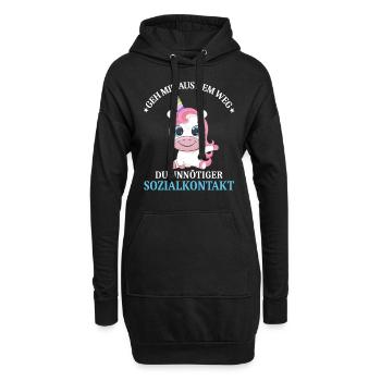 Geh us dem Weg unnötiger Sozialkontakt Einhorn - Hoodie-Kleid - Schwarz - Vorne