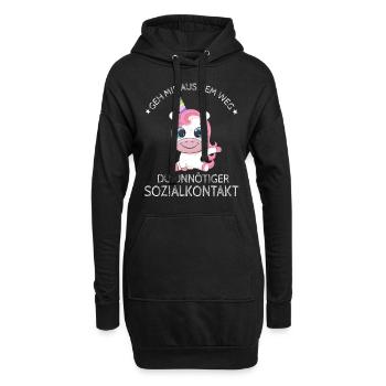 Geh us dem Weg unnötiger Sozialkontakt Einhorn - Hoodie-Kleid - Schwarz - Vorne