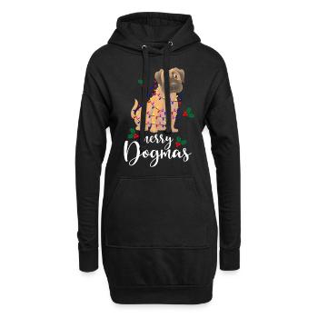 Chien joyeux - Sweat-shirt à capuche long Femme - noir - Devant