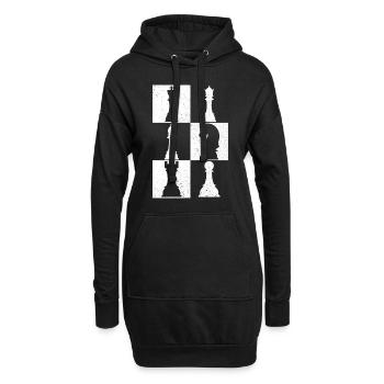 Schach Schachspieler Schachfiguren Schachbrett - Hoodie-Kleid - Schwarz - Vorne