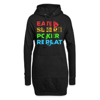 Poker Eat Sleep Poker Repeat Casino Glücksspiel - Hoodie-Kleid - Schwarz - Vorne