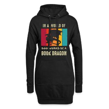 Book Dragon Design Librarian Book Lovers - Hoodie-Kleid - Schwarz - Vorne