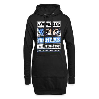 Manga Fille Japonais Kawaii - Sweat-shirt à capuche long Femme - noir - Devant