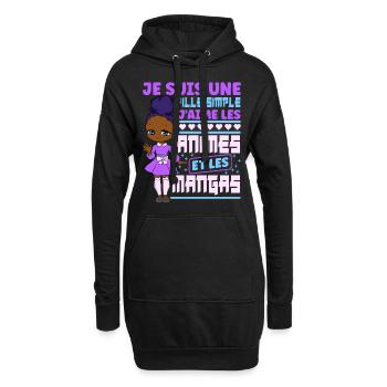 Animé Manga Humour Japonais Kawaii Fille - Sweat-shirt à capuche long Femme - noir - Devant
