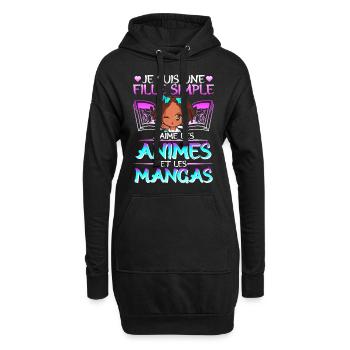 Animé Manga Humour Japonais Kawaii Fille - Sweat-shirt à capuche long Femme - noir - Devant