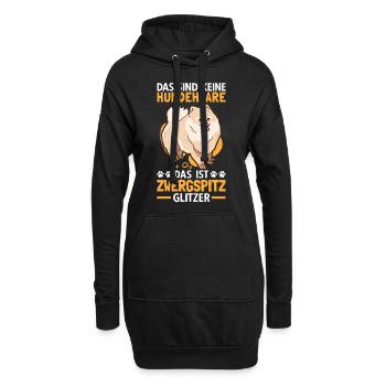 Das ist Zwergspitz Glitzer Pomeranian Kleinspitz - Hoodie-Kleid - Schwarz - Vorne