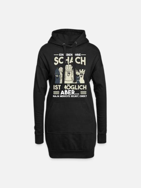 Schach - Hoodie-Kleid - Schwarz