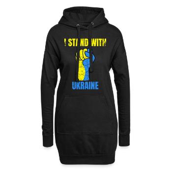 Je me tiens avec le drapeau ukrainien vintage de l’Ukraine - Sweat-shirt à capuche long Femme - noir - Devant