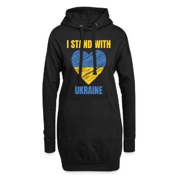 Je me tiens avec le drapeau ukrainien vintage de l’Ukraine - Sweat-shirt à capuche long Femme - noir - Devant