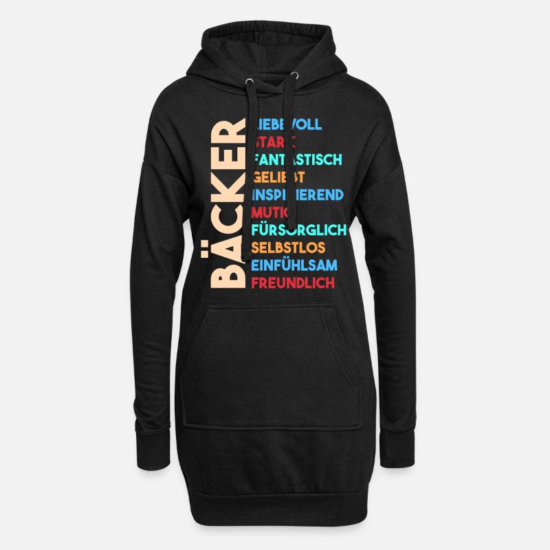 Bäckerei Bäcker - Hoodie-Kleid - Schwarz