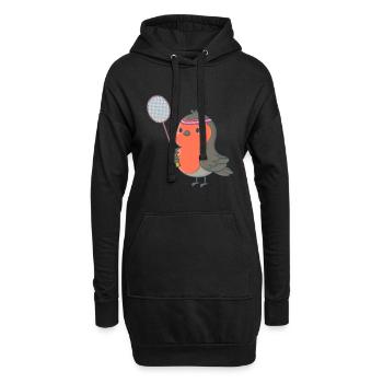 Badminton und Federball Spieler Vogel - Hoodie-Kleid - Schwarz - Vorne