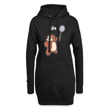 Badminton und Federball Spieler Faultier - Hoodie-Kleid - Schwarz - Vorne