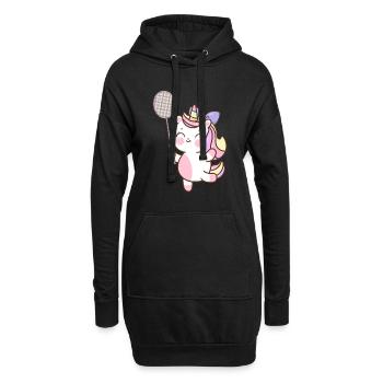 Badminton und Federball Spieler Einhorn - Hoodie-Kleid - Schwarz - Vorne
