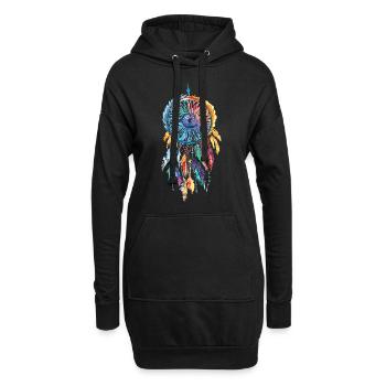 Dreamcatcher Traumfänger Mode für Damen - Hoodie-Kleid - Schwarz - Vorne